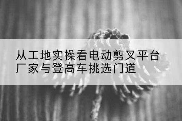商水电动剪叉升降平台厂家-从工地实操看电动剪叉平台厂家与登高车挑选门道